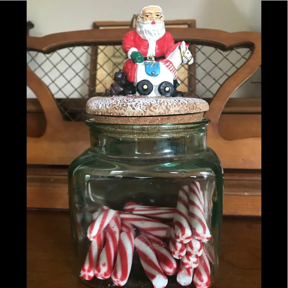 Rare Vintage 1970’s Sugar Cookie Christmas Santa  Carousel Horse Candy Dish